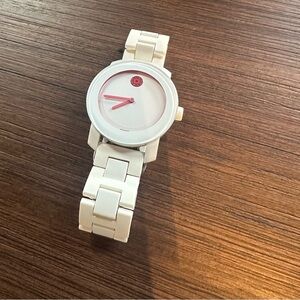 Movado Bold Sport White Watch with Pink Accents